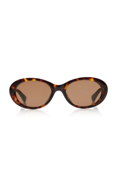 Bottega Veneta Black Oval-frame Bio Injected Sunglasses In Brown