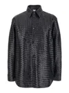 Bottega Veneta Black Oversize Jacket In Braided Leather Man In Multicolor