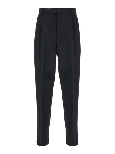 Bottega Veneta Black Pants With High Waist And Double Pences In Wool Man In Multicolor