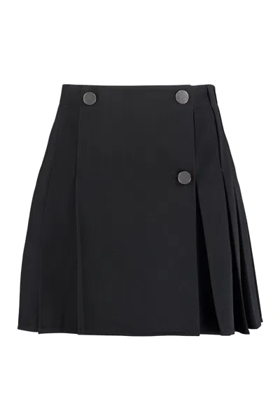 Bottega Veneta Black Pleated Mini Skirt For Women