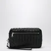 Bottega Veneta Black Pouch In Intrecciato With Wrist Strap In Black