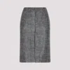 BOTTEGA VENETA BLACK PRINTED LEATHER MIDI SKIRT