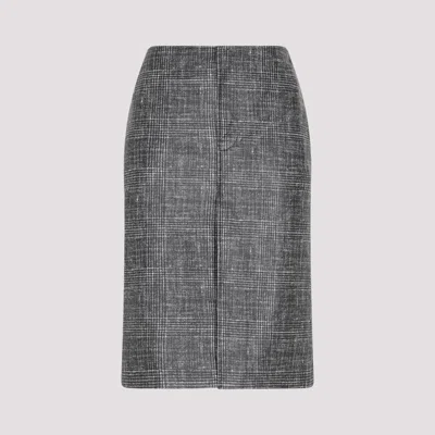 BOTTEGA VENETA BLACK PRINTED LEATHER MIDI SKIRT