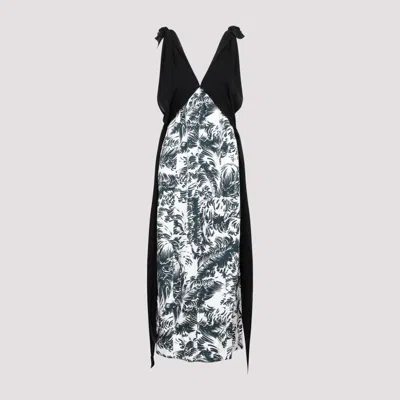 BOTTEGA VENETA BLACK PRINTED SILK LONG DRESS