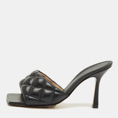 Pre-owned Bottega Veneta Black Quilted Leather Lido Slide Sandals Size 36.5