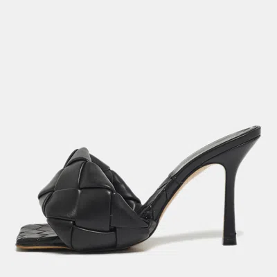 Pre-owned Bottega Veneta Black Quilted Leather Lido Slide Sandals Size 38.5