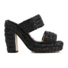 Bottega Veneta Black Raffia Heels In Black