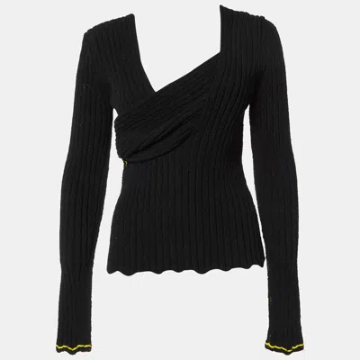 Pre-owned Bottega Veneta Black Rib Knit Cotton Full Sleeve Sweater M
