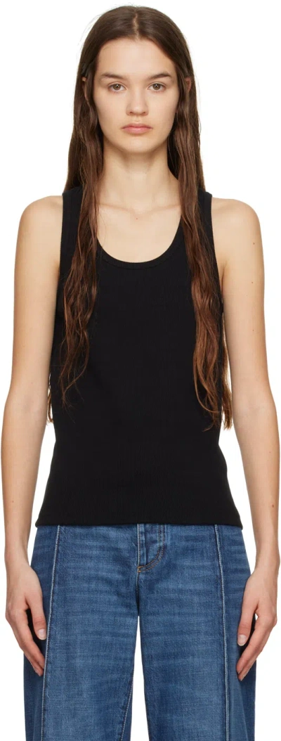 Bottega Veneta Black Rib Tank Top In 1000 Black