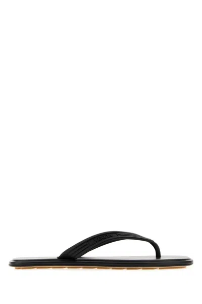 Bottega Veneta Black Rubber Sampieri Thong Slippers