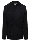 Bottega Veneta Black Sartorial Double-breasted Jacket With Tonal Buttons In Wool Man In Black