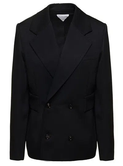 Bottega Veneta Black Sartorial Double-breasted Jacket With Tonal Buttons In Wool Man