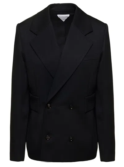 Bottega Veneta Black Sartorial Double-breasted Jacket With Tonal Buttons In Wool Man In Blue