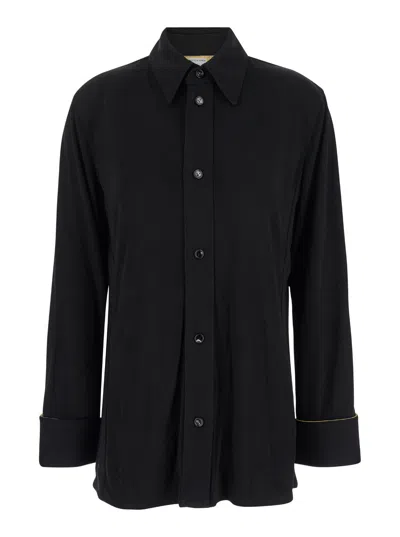 Bottega Veneta Black Shirt With Notebook Cuffs In Viscose Woman