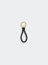 Bottega Veneta Intrecciato Leather And Gold-tone Keyring In Black
