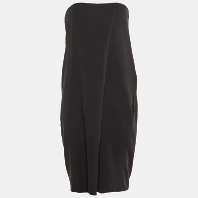 Pre-owned Bottega Veneta Black Silk & Cotton Draped Strapless Mini Dress M