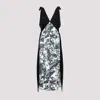 BOTTEGA VENETA BLACK SILK PRINTED SILK LONG DRESS