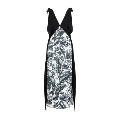 BOTTEGA VENETA BOTTEGA VENETA BLACK SILK PRINTED SILK LONG DRESS
