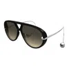 Bottega Veneta Black-silver-brown Acetate Sunglasses In Black