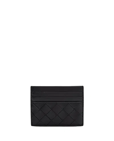 Bottega Veneta Intricately Woven Black Card Holder With Six Slots