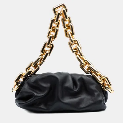 Pre-owned Bottega Veneta Black Small Lambskin Chain Pouch
