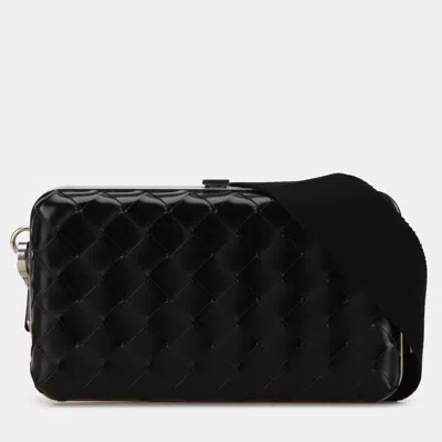 Pre-owned Bottega Veneta Black Spazzolato Intrecciato Box Messenger Bag