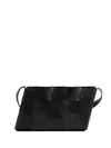 Bottega Veneta Sleek Black Woven Buckle Belt For Men In Black