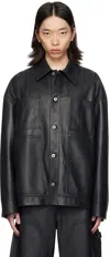 Bottega Veneta Collared Leather Jacket Front Pockets In 1312 Shadow