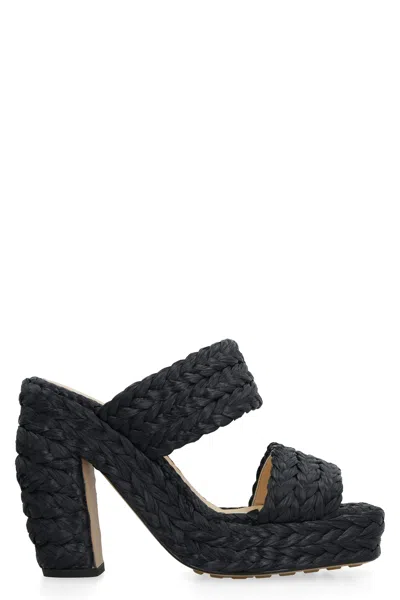 Bottega Veneta Black Square Toe Platform Sandals For Women