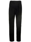 Bottega Veneta Black Straight Trousers With Coulisse At Waistline In Wool Twill Woman