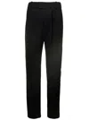 Bottega Veneta Black Straight Trousers With Coulisse At Waistline In Wool Twill Woman In Multicolor