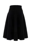 Bottega Veneta Stretch Cotton Blend Skirt With Button Embellishments In Black