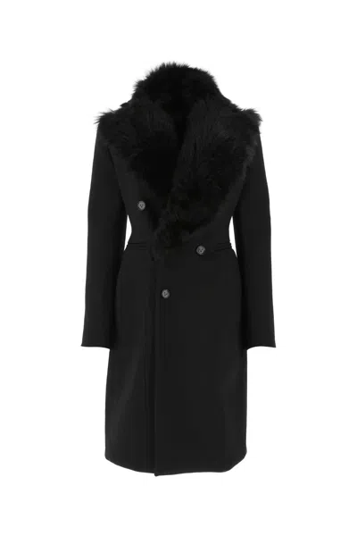 BOTTEGA VENETA BLACK STRETCH ACRYLIC BLEND COAT