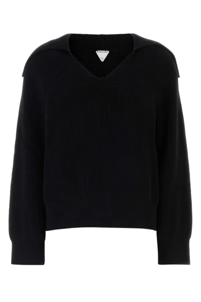 Bottega Veneta Black Stretch Cotton Blend Polo