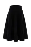 Bottega Veneta Stretch Cotton Blend Skirt With Button Embellishments In Black