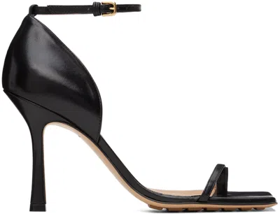 Bottega Veneta Black Stretch Strap Heeled Sandals In 1000 Black