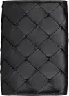 Bottega Veneta Black Tiny Trifold Wallet In 8425 Black Gold