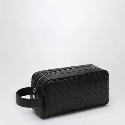 Bottega Veneta Black Travel Pouch In Intrecciato
