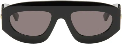 Bottega Veneta Black Ultrathin Shield Sunglasses