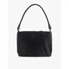 Bottega Veneta Black-vintage Silver Woven-texture Leather Cross-body Bag In Black-vintage Silver