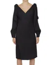 Bottega Veneta Viscose Midi Dress Knotted Shoulders In Black