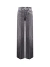 Bottega Veneta Women Black Washed Palazzo Denim Jeans In Black
