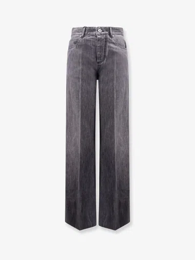 Bottega Veneta Black Washed Palazzo Denim Jeans In Grey