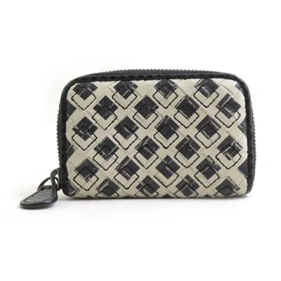 Pre-owned Bottega Veneta Black White Leather Coin Purse/coin Case () In Multi