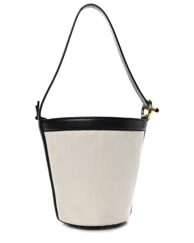 Bottega Veneta Black White Leather Jj Bucket Bag (authentic Pre-loved)