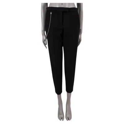 Pre-owned Bottega Veneta Black Wool 2018 Chain Detail Tapered Pants 38 Xs