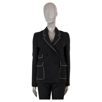 Pre-owned Bottega Veneta Black Wool 2018 Top Stitch Double Breasted Blazer Jacket 38 Xs