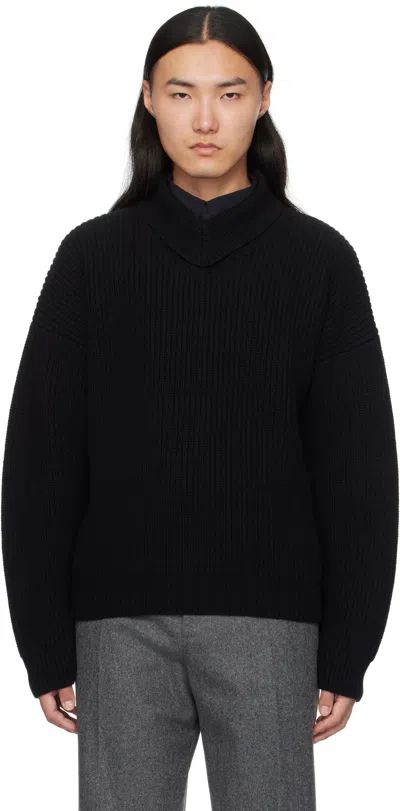 Bottega Veneta Black Wool & Cashmere Rib Turtleneck In 1000 Black