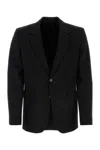 Bottega Veneta Wool Blazer With Padded Shoulders And Flap Pockets In Black