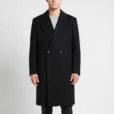 Pre-owned Bottega Veneta Black Wool Blend Grain De Poudre Coat Xl